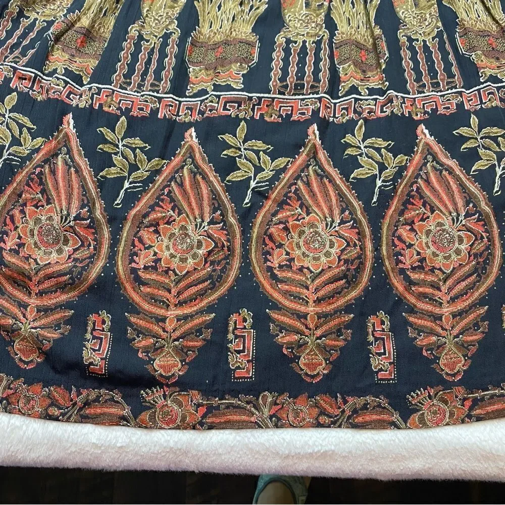 Fortina Vintage Floral Design Black Red Boho Skirt Size Medium - Picture 7 of 11
